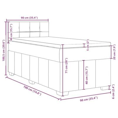Boxspring met matras stof lichtgrijs 90x190 cm