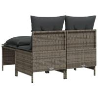 4-delige Loungeset met kussens poly rattan grijs - thumbnail