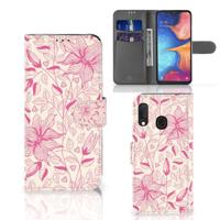 Samsung Galaxy A20e Hoesje Pink Flowers - thumbnail