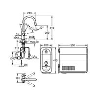 GROHE Blue Home Keukenkraan - uittrekbare c uitloop - 1 gats - filterfunctie - plat licht en bruisend water - chroom 31541000 - thumbnail