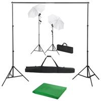 Fotostudioset met achtergrond, lampen en paraplu's - thumbnail