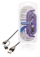 Bandridge BBM39400B10 2-in-1 Data En Oplaadkabel Usb Micro-b Male + Lightningadapter - A Male 1.00 M Zwart - thumbnail