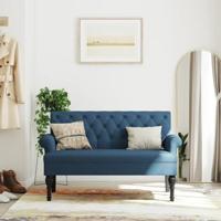 Bankje met rugleuning 120x62x75,5 cm stof blauw - thumbnail