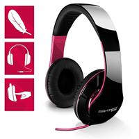 FANTEC SHP-250AJ Stereo HiFi-hoofdtelefoon (met beugel, On Ear, 3,5 mm jackstekker, bassterkte, grote en zachte oorkussens) zwart/roze - thumbnail