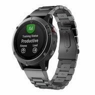 By Qubix - Stalen schakelband - Zwart - Compatible met Garmin Instinct 3-50mm - Compatible Garmin bandje
