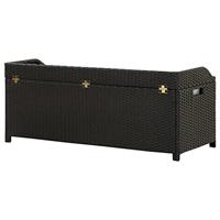 Tuinopbergbank 120 cm poly rattan zwart - thumbnail
