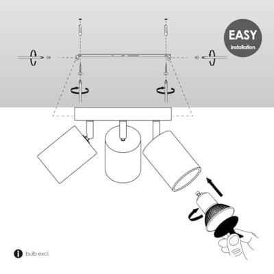 Home sweet home cork LED opbouwspot 3L rond kurk/zwart