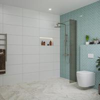 Fortifura Galeria inloopdouche - 30x200cm - rookglas - wandarm - Geborsteld Gunmetal PVD SW797930/SW797907 - thumbnail