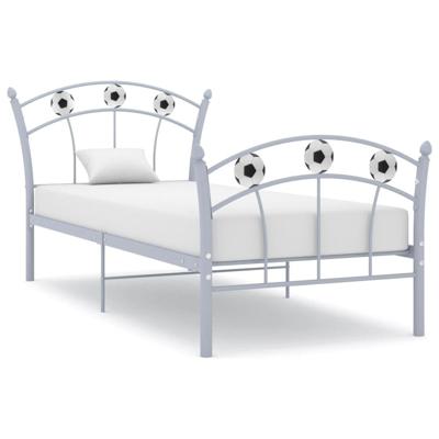 Bedframe met voetbaldesign metaal grijs 90x200 cm Bedframe met voetbaldesign metaal grijs 90x200 cm