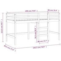 Kinderhoogslaper met ladder 90x190 cm massief grenenhout - thumbnail