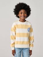 Gestreept sweater voor jongens met geplaatst motief geel, gestreept - thumbnail