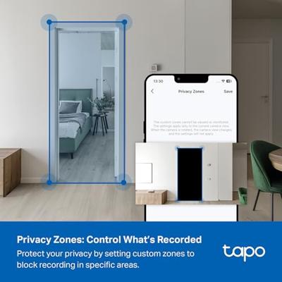 Tapo 3K 5MP Indoor Beveiligingscamera voor Babyfoon, Huisdier Camera w/Smart Motion Tracking, 360° Pan/Tilt, IR Nachtzicht voor Thuisbeveiliging, Werkt met Alexa & Google, RoomCam 3K 360°
