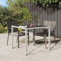 Tuintafel 90x90x75 cm gehard glas en poly rattan wit - thumbnail
