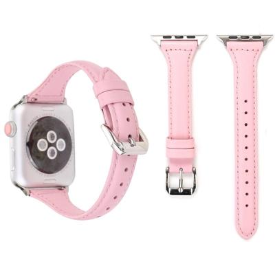 Eenvoudige manier lederen T Type horloge band voor Apple Watch serie 3 & 2 & 1 42mm(Pink)