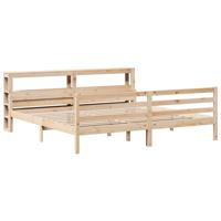 Bedframe met hoofdbord massief grenenhout 200x200 cm - thumbnail