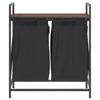 Wasmand 2 vakken met plank bruin eikenkleurig - thumbnail