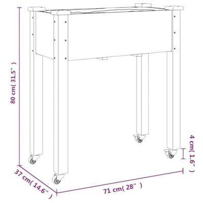 Plantenbak op wieltjes 71x37x80 cm massief vurenhout