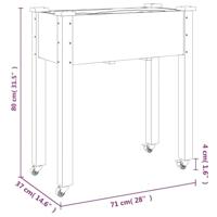 Plantenbak op wieltjes 71x37x80 cm massief vurenhout - thumbnail