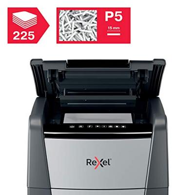 Rexel Optimum AutoFeed+ 225M Papierversnipperaar 225 vellen Micro cut 2 x 15 mm P-5 60 l Ook geschikt voor Paperclips, Nietjes, Creditcards Rexel Optimum AutoFeed+ 225M Papierversnipperaar 225 vellen Micro cut 2 x 15 mm P-5 60 l Ook geschikt voor Paperclips, Nietjes, Creditcards