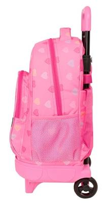 Schoolrugzak met Wielen Benetton Heart Roze 33 x 45 x 22 cm