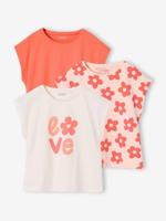 Set van 3 Basics meisjesshirts met korte mouwen roze (poederkleur) - thumbnail