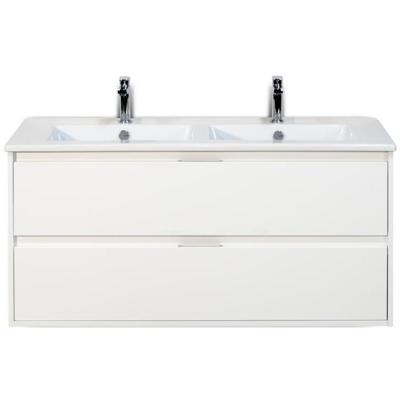 Porto Badmeubelset 120 cm - 2 Laden Wit Hoogglans - Keramische Wastafel Wit Slim