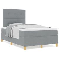 Boxspring bed met matras Lichtgrijs 120 x 190 cm Stof - thumbnail