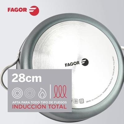 Pan met Deksel Fagor Grijs Ø 28 cm Gehard aluminium