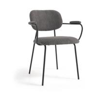 Kave Home Auxtina eetkamerstoel Corduroy Dark Grey - thumbnail