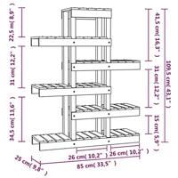 Plantenstandaard 85x25x109,5 cm massief grenenhout grijs - thumbnail
