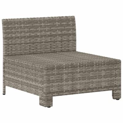 Tuinmiddenbank met kussens poly rattan grijs - thumbnail