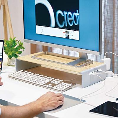 j5create Wood Monitor Stand with Docking Station