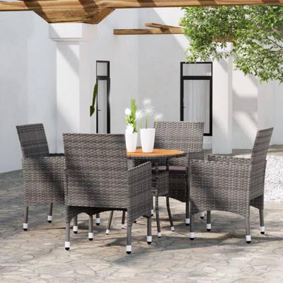 5-delige Tuinset poly rattan grijs