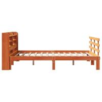Bedframe met hoofdbord massief grenenhout wasbruin 150x200 cm - thumbnail