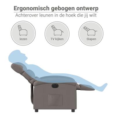 Fauteuil verstelbaar elektrisch stof taupe