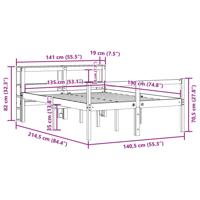 Bedframe met hoofdbord massief grenenhout wasbruin 135x190 cm - thumbnail