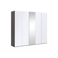 Goossens Kledingkast Easy Storage Ddk, Kledingkast 253 cm breed, 220 cm hoog, 4x glas draaideur en 1x spiegel draaideur midden - thumbnail