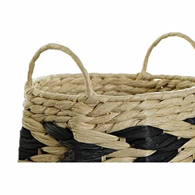 Mandenset DKD Home Decor Zwart Lichtbruin Natuurlijke Vezel Boho 30 x 30 x 30 cm 2 Onderdelen (2 Stuks)