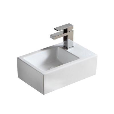 Nemo Spring Sula handwasbakje - rechthoekig - 37x23.5cm - wandmontage - kraangat rechts - diameter3.5cm - porselein wit TR4331