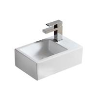 Nemo Spring Sula handwasbakje - rechthoekig - 37x23.5cm - wandmontage - kraangat rechts - diameter3.5cm - porselein wit TR4331 - thumbnail