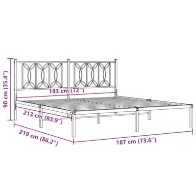 Bedframe met hoofdbord metaal wit 183x213 cm Bedframe met hoofdbord metaal wit 183x213 cm