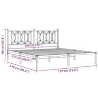 Bedframe met hoofdbord metaal wit 183x213 cm - thumbnail