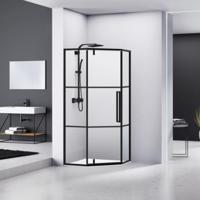 Douchecabine Van Rijn Vijfhoek Aluminium Zwart 90x200 Dubbelzijdige Nanocoating 6 mm Helder Glas van Rijn - thumbnail