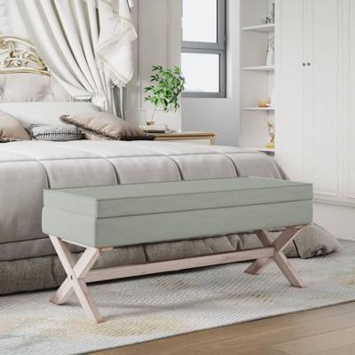 Opbergkruk 110x45x49 cm fluweel lichtgrijs Opbergkruk 110x45x49 cm fluweel lichtgrijs