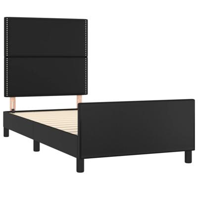 Bedframe met hoofdbord kunstleer zwart 90x190 cm