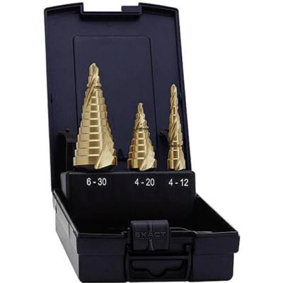 Exact 07014 HSS Getrapteboorset 3-delig TiN 3 vlakken schacht 1 set(s)