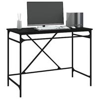 Bureau 100x50x75 cm bewerkt hout en ijzer zwart - thumbnail