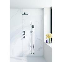 Fortifura Nebbio Regendoucheset - inbouwkraan - inbouwdeel - glijstang - doucheslang glad - ronde handdouche - 35cm wandarm - ronde hoofddouche - zwart mat SW1183065 SW1111528 SW706210 SW496816 SW720560 SW1 - thumbnail