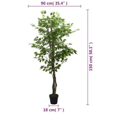 VidaXL Kunstboom ficus 756 bladeren 150 cm groen