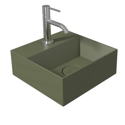 Salenzi Spy Fontein met clickwaste 30x30 cm mat groen Salenzi Spy Fontein met clickwaste 30x30 cm mat groen